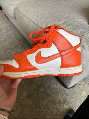 Nike Orange and White Mid-Top Sneakers